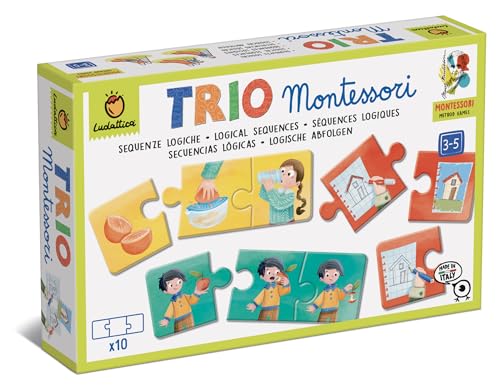 Ludattica - MONTESSORI-Spiele - Montessori-Trio: Entdecken Sie die Vorher- und Nachher-Logiksequenzen mit der Montessori-Methode! Lernspiel 3-5 Jahre - Made in Italy von Ludattica