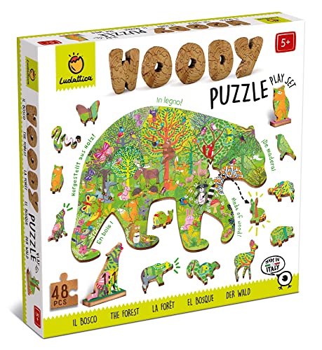 Ludattica Puzzle: Woody Puzzel, Wald, 25 x 35 cm, 48 Teile, 12 Figuren, aus Holz, 5+ Ludattica Puzzle: Woody Puzzel, Wald, 25 x 35 cm, 48 Teile, 12 Figuren, aus Holz, 5+ von Ludattica