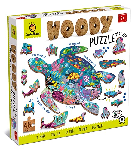 Ludattica Holzpuzzle, Ozean, Holz, 48 Stück, Mehrfarbig (XOT-LD21245) von Ludattica