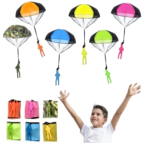 Ludihive Fallschirmspringer Spielzeug, Fallschirm Spielzeug Kinder, Outdoor Spiele für Kinder, 6 Stück, Fallschirm Wurfspiel von Ludihive