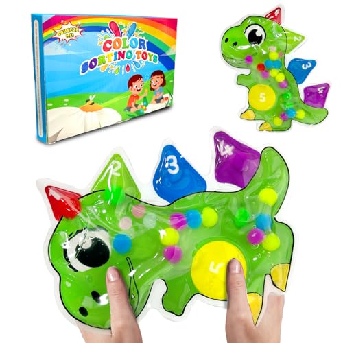 Sensorisches Spielzeug, Farblich Passendes für Kleinkinder, Farbsortierspielzeug, Autismus Spielzeug Squeezable Fidget Spiel für ADHS und Autismus(Dinosaurier) von Ludihive