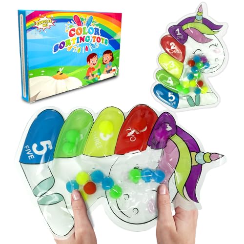 Ludihive Sensorisches Spielzeug, Farblich Passendes für Kleinkinder, Farbsortierspielzeug, Autismus Spielzeug Squeezable Fidget Spiel für ADHS und Autismus(Einhorn) von Ludihive