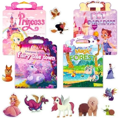 Sticker Wiederverwendbar Kinder, Wiederverwendbare Stickerbücher, Wiederverwendbare wasserdichte Stickerbuch-Spielzeuge Kinder, 3D Klare Kleinkinder Sticker, Stickerbuch 3 Jahre wiederverwendbar（A） von Ludihive