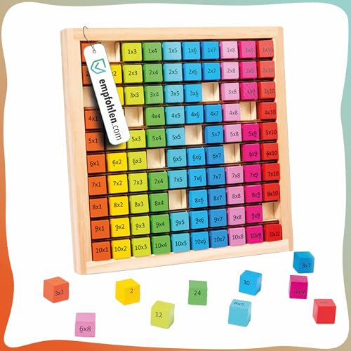 Ludo Lab® Multiplikationsbrett 1x1 Lernen Rechenbrett aus Holz; Montessori Brettspiel für Kinder; EinMalEins Lernspielzeug für Mathematik, Multiplikation & Arithmetik; Aufgabe & Lösung von Ludo Lab