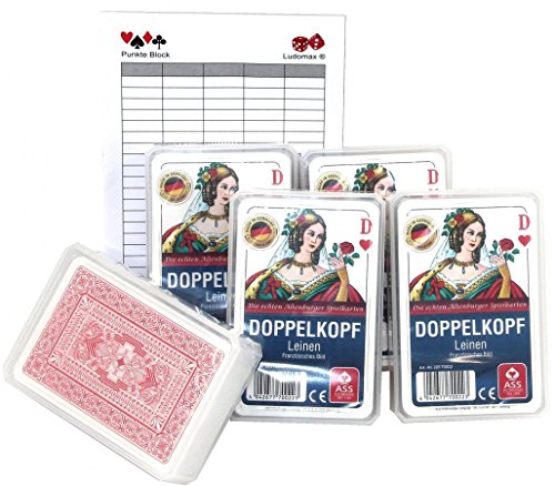 Ludomax Fünferpaket DOPPELKOPF Ass Leinen Qualität Spielkarten im Set Block von Ludomax