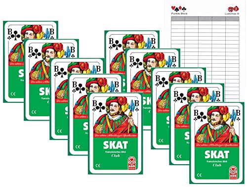 Ludomax 10 Stück SKAT Ass Club Spielkarten on Ass Kartenspiel im Set Block von Ludomax