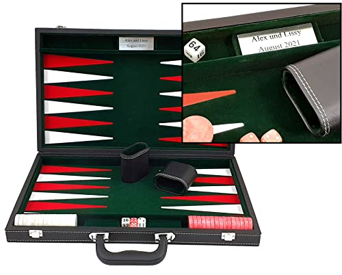 Ludomax Backgammon Turnier Koffer Classic, groß und in edler Ausführung mit individueller Gravur, die Geschenk Idee von Ludomax