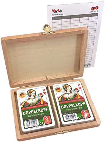Ludomax Doppelkopf Box Club Standard, Holz Kassette mit Zwei Kartenspielen von Ludomax