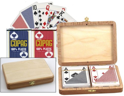 Ludomax Poker Box Pro Holz - Kassette mit 100% Plastic Copag Poker Spielkarten von Ludomax
