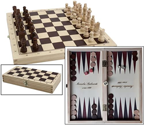 Ludomax Schach - Backgammon Kassette Spiel mit bedrucktem Spielfeld, inkl. Gravur, Idee von Ludomax