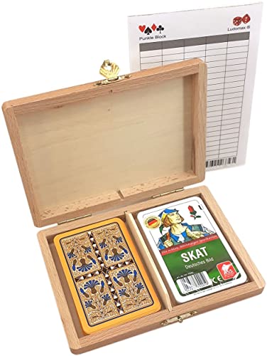 Ludomax Skat Box Kornblume, deutsches Bild -Club, Kassette mit Zwei Skat Kartenspielen von Ludomax