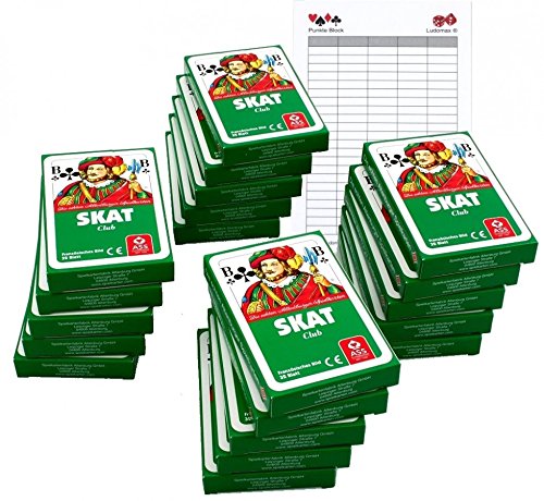 Ludomax SKAT Ass Club Spielkarten Zwanzigerpaket von Ass im Set Block von Ludomax