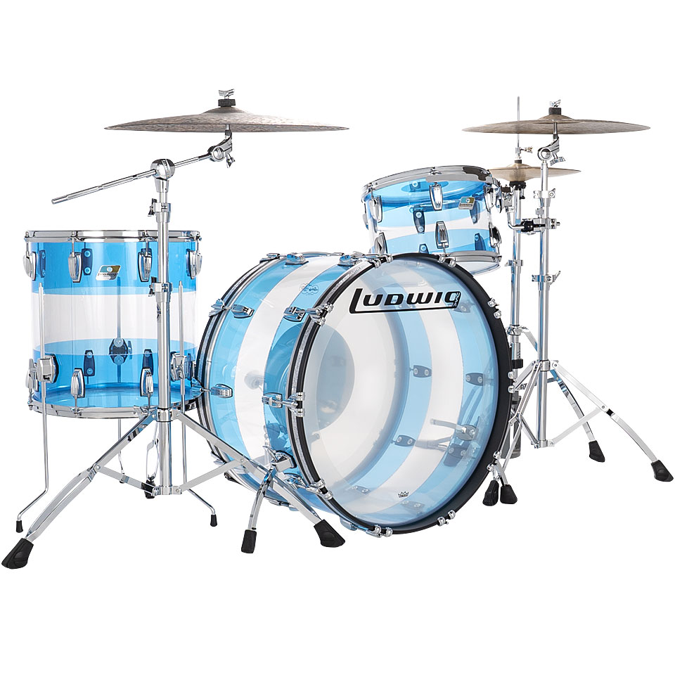 Ludwig Vistalite 24" Blue/Clear/Blue Shell Set Schlagzeug von Ludwig