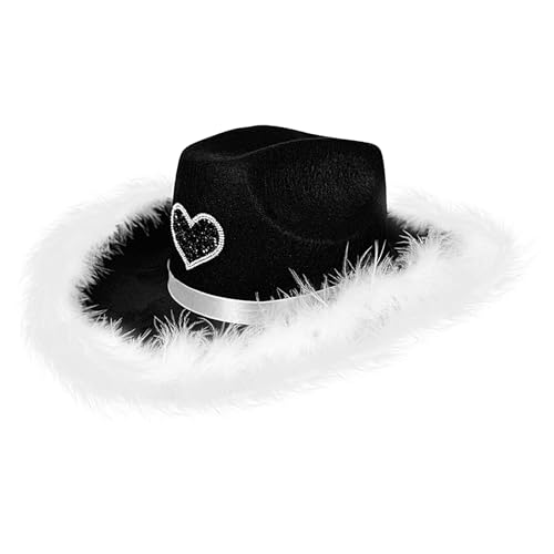 Lueear Cowboyhut für Herren, Denim-Hut mit Federkrempe, stilvoll, atmungsaktiv, Filz, Kopfbedeckung, Zubehör für , Party, Festival, Urlaub, Outdoor von Lueear