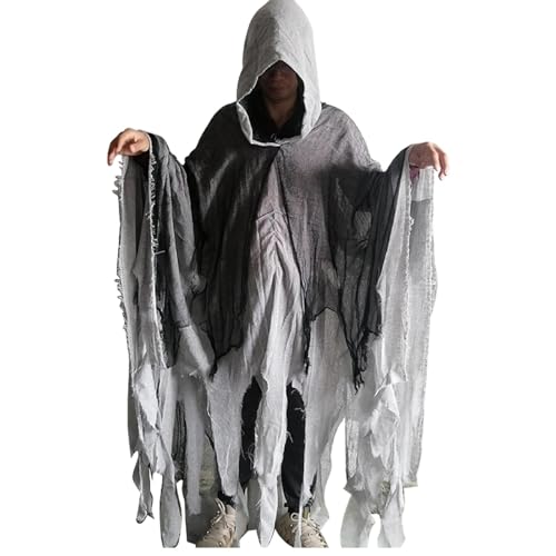 Lueear Halloween-Kostüm für Erwachsene, weiblicher Geist, Geister-Kostüm, Spuk-Kapuzenumhang, gruselige Aktivitäten, Cosplay-Kostüm für Bühnenauftritte Lueear Halloween-Kostüm für Erwachsene, weiblicher Geist, Geister-Kostüm, Spuk-Kapuzenumhang, gruselige Aktivitäten, Cosplay-Kostüm für Bühnenauftritte von Lueear