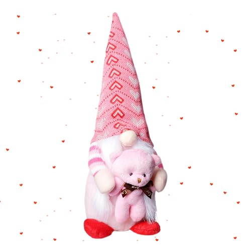 Lueear Mr and Mrs Valentine – Gesichtslose Zwerge, Dekoration, rosa , gestrickte Plüschpuppe, romantische Tischdekoration für Schlafzimmer von Lueear