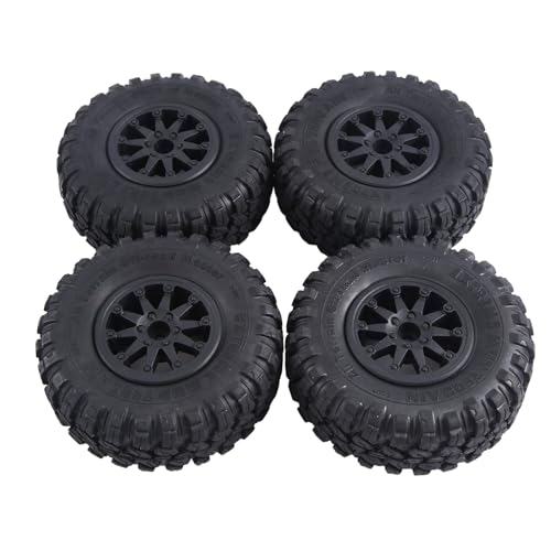 Luejnbogty 4-Teiliges 118 X 44 mm 2,2 Großes Gummireifen- und Beadlock-Felgen-Ersatzteilzubehör für 1:10 RC Rock Crawler Axial SCX10 RR10 RC-Car Schwarz von Luejnbogty