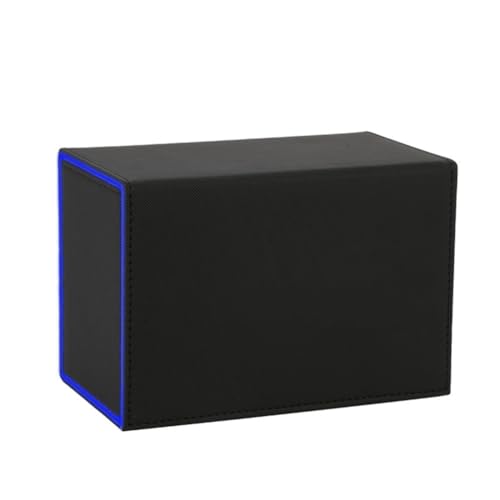 Luejnbogty Kartendeck-Box, Premium-Kartenbox mit Flip-Dice-Tablett, Kartendeck-Hülle, Aufbewahrungsbox für Sportspielkarten, Schwarz + Blau von Luejnbogty