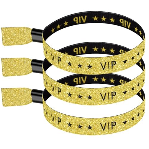Luejnbogty Packung mit 100 Event-Armbändern aus VIP-Stoff, farbige Stoffarmbänder für Aktivitäten, Partys (Gold), langlebig und einfach zu verwenden von Luejnbogty