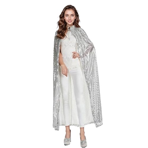 Damen Halloween Umhang, Glitzer Cosplay Kostüm Lange Pailleiten Bekleidung Karneval Fasching Kostüm Cosplay Party Kostüm Mantel für Herren und Damen von Lufdegim