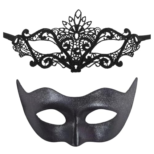 Lufdegim 2 Stück Maskerade Masken, Venezianische Maske Schwarz Spitzenmasken Maskerade Gesichtsmaske für Damen Herren Halloween Karneval Party Masken Kostüm Lufdegim 2 Stück Maskerade Masken, Venezianische Maske Schwarz Spitzenmasken Maskerade Gesichtsmaske für Damen Herren Halloween Karneval Party Masken Kostüm von Lufdegim