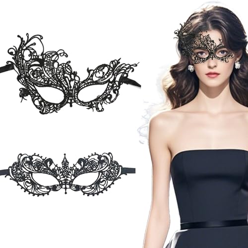 Lufdegim 2Pcs Spitze Maske Flachkopf Maske mit Gemalter Blume Masken im Vintage-Stil Maskerade Masken Schmetterlingsmaske Performance Requisiten Karneval Zubehör Halloween Zubehör von Lufdegim
