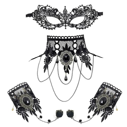 Lufdegim 3Pcs Spitze Maske Accessoires aus Spitze Schwarze Spitze Hals-Accessoires Maskerade Zubehör Maskerade Masken Party-Kostüm-Accessoires Karneval Halloween Lufdegim 3Pcs Spitze Maske Accessoires aus Spitze Schwarze Spitze Hals-Accessoires Maskerade Zubehör Maskerade Masken Party-Kostüm-Accessoires Karneval Halloween von Lufdegim