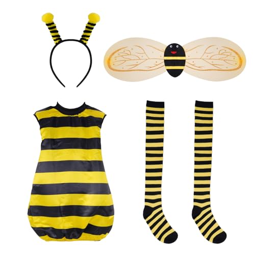 Lufdegim Bienen Kostüm Erwachsene, Karneval Biene Kostüm, Bienenkostüm Damenbekleidung beinhaltet ein Biene Haarreif, Flügeln, Beinärmel, Bienen Kostüm für Karneval, Halloween Cosplay (M) von Lufdegim