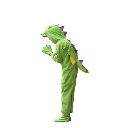 Lufdegim Dinosaurier Kostüm, Dino Drache Kostüm, Overall Kapuze Spielanzug Dinosaurier Tierkostüm Overall für Halloween Fasching Karneval Cosplay Kostüm (L) von Lufdegim