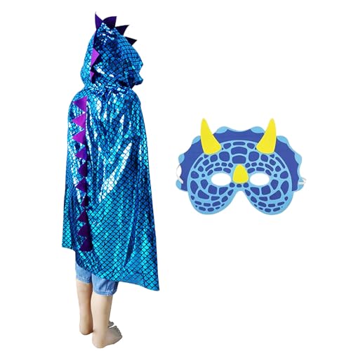 Lufdegim Karneval Dinosaurier Umhang Maske, Dinosaurier Kostüm Blau Umhang Kapuzenumhang mit Maske für Maskerade Rollenspiel Karneval Halloween Kostüm Lufdegim Karneval Dinosaurier Umhang Maske, Dinosaurier Kostüm Blau Umhang Kapuzenumhang mit Maske für Maskerade Rollenspiel Karneval Halloween Kostüm von Lufdegim