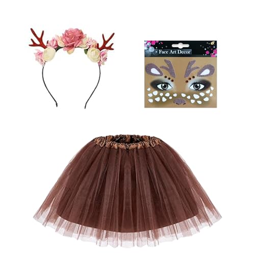 Lufdegim Reh Kostüm Damen, Reh Haarreif Damen Karneval Rentier Kostüm Tüllrock Gesicht Tattoos, Rentier Kostüm Reh Geweih Haarreif Damen für Karneval Weihnachten Halloween Geburtstag Cosplay Zubehör Lufdegim Reh Kostüm Damen, Reh Haarreif Damen Karneval Rentier Kostüm Tüllrock Gesicht Tattoos, Rentier Kostüm Reh Geweih Haarreif Damen für Karneval Weihnachten Halloween Geburtstag Cosplay Zubehör von Lufdegim