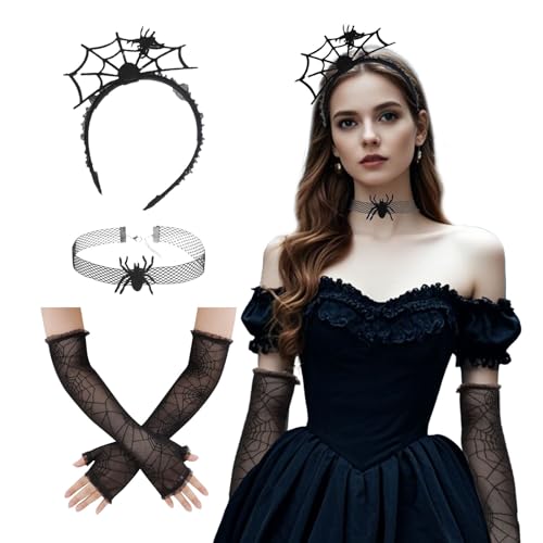 Lufdegim Spinnen Haarreif Damen Halloween, Spinnen Stirnband Handschuhe, Spinne Kopfschmuck Cosplay Accessoires für Halloween Karneval Cosplay Party Fasching Kostüm Zubehör Lufdegim Spinnen Haarreif Damen Halloween, Spinnen Stirnband Handschuhe, Spinne Kopfschmuck Cosplay Accessoires für Halloween Karneval Cosplay Party Fasching Kostüm Zubehör von Lufdegim
