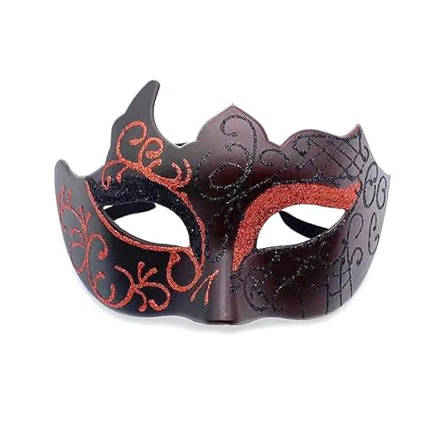 Lufdegim Venezianische Masken, Maskerade Maske für Herren Damen Maske Fasching Karneval, Venezianischen Cosplay Maske Kostüm Maskenball Halloween Weihnachten Karneval Kostüm Zubehör (Schwarz Rot) von Lufdegim
