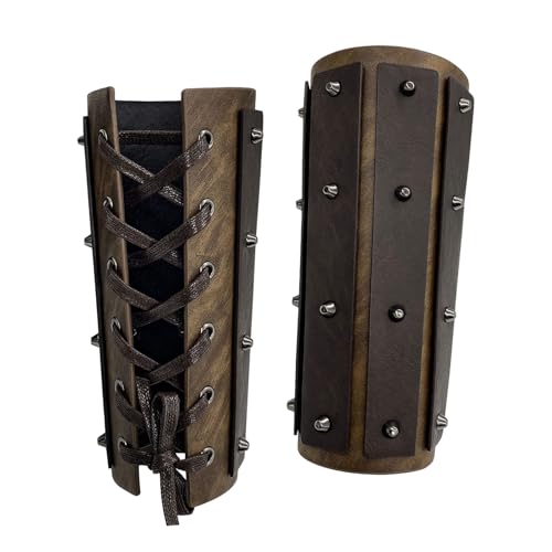 Mittelalterliche Armschützer, Leder Armschienen Vintage Söldnerhandschuh Leder Schnalle Armschienen, Retro Renaissance Armschützer Aus Kunstleder für Halloween Cosplay Karneval Kostüm Zubehör von Lufdegim