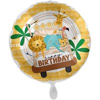 "Happy Birthday", Safari, Folienballon rund Ø 34 cm von Luftballon-Markt GmbH