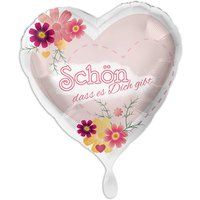 "Schön, dass es dich gibt", Motiv Blumen, Herzförmiger Folienballon "Schön, dass es dich gibt", Motiv Blumen, Herzförmiger Folienballon von Luftballon-Markt GmbH