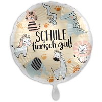 "Schule tierisch gut", Folienballon rund mit Dschungeltiere-Motiv, Ø 34cm "Schule tierisch gut", Folienballon rund mit Dschungeltiere-Motiv, Ø 34cm von Luftballon-Markt GmbH