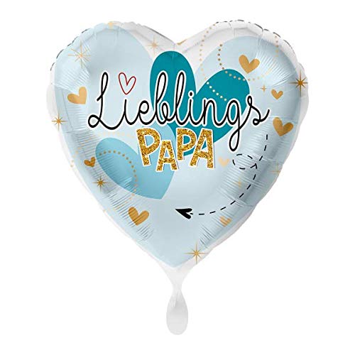 1 Folienballon Vatertag Lieblingspapa Birthday Herz blau weiß ca 43 cm ungefüllt Ballongas geeignet von Party Factory