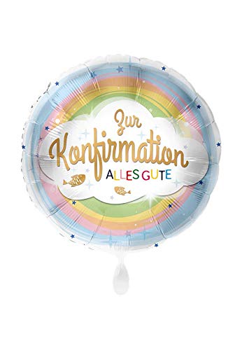 1 Folienballon Konfirmation Regenbogen bunt 43 cm ungefüllt Ballongas geeignet von Luftballonmarkt