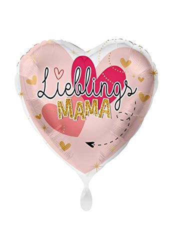 1 Folienballon Muttertag Lieblingsmama Birthday Herz rosa weiß ca 45 cm ungefüllt Ballongas geeignet von Luftballonmarkt