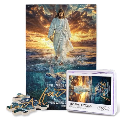 Christliche Puzzles für Erwachsene, 1000 Teile, religiöses Jesus-Puzzle, inspirierend, motivierend, Bibelpuzzle, Jesus geht auf dem Wasser, Wandkunst, Puzzle, christliche Geschenke für Frauen und Christliche Puzzles für Erwachsene, 1000 Teile, religiöses Jesus-Puzzle, inspirierend, motivierend, Bibelpuzzle, Jesus geht auf dem Wasser, Wandkunst, Puzzle, christliche Geschenke für Frauen und von Luixdie