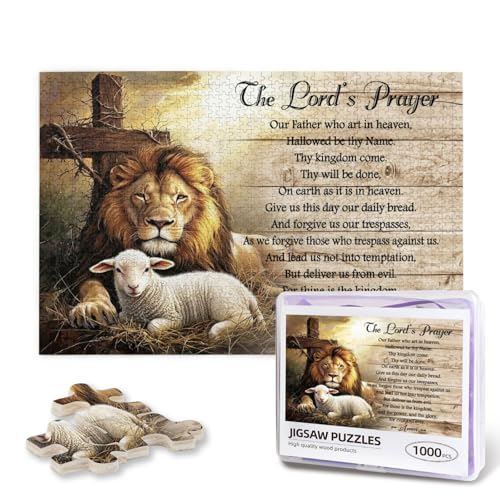 Christliche religiöse Puzzles für Erwachsene, 1000 Teile, Löwe und Lamm, Kreuz-Puzzle, inspirierend, motivierend, spirituelles Bibelpuzzle, christliche Puzzles für Zuhause, Kirche Dekor Christliche religiöse Puzzles für Erwachsene, 1000 Teile, Löwe und Lamm, Kreuz-Puzzle, inspirierend, motivierend, spirituelles Bibelpuzzle, christliche Puzzles für Zuhause, Kirche Dekor von Luixdie