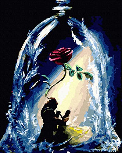 LukFun Malen nach Zahlen für Erwachsene, DIY Ölgemälde Malen nach Zahlen Kit, Blume Handwerk Malerei auf Leinwand 40x50cm (Magische Rose, ohne Rahmen) von LukFun