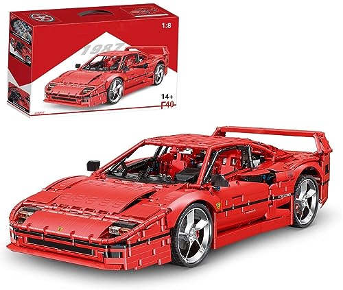 Lukie Technik Auto Farrari F40, 4026 Teile Klemmbausteine Technik Auto Set, Maßstab 1:8 Automodell, Kompatibel mit Technik Ferrari F40 von Lukie