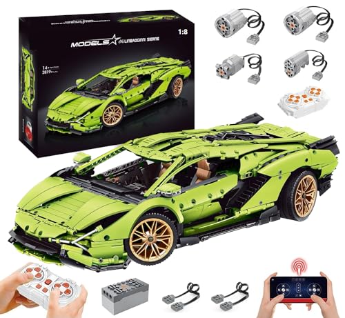 Lukie Technik Auto Lambor Sián FKP 37, 3819 Teile Klemmbausteine Technik Auto Set, Maßstab 1:8 Automodell, Kompatibel mit Technik Lamborghini Sián FKP 37 von Lukie