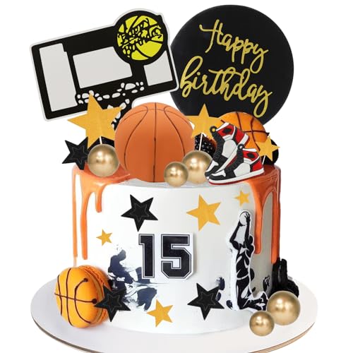 Lukinuo Basketball-Tortenaufsatz, 21 Stück, Sport-Tortenaufsatz, Basketball-Thema, Kuchendekoration für Sport, Basketball, NBA, March Madness, Jordan, Partyzubehör von Lukinuo