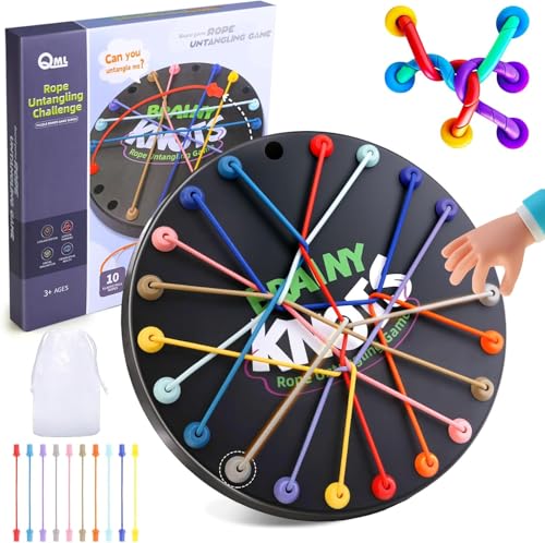 Lukinuo Brainy Knots Rope Challenge Puzzle Knot Logic Spiel Rope Untangling Strategie-Brettspiel Puzzlespiel mit Gedrehten Seilen Rope Untangling Game für die ganze Familie von Lukinuo