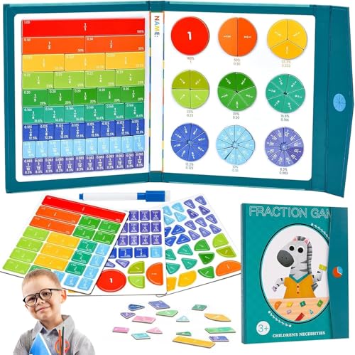 Lukinuo Bruchrechnen Material Magnetisch Magnetisches Buch Bruchteil Puzzle für Kinder Bruchrechnen Montessori-Material Mehrfarbiges Bruchrechnen Lernen Bruchrechnen für Mathematik Lernmittel von Lukinuo