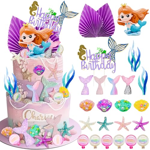 Lukinuo Meerjungfrau Tortenaufsatz - 24 Stück Kleine Puppe Kuchenaufsatz für Unterwasser Prinzessin Party Lukinuo Meerjungfrau Tortenaufsatz - 24 Stück Kleine Puppe Kuchenaufsatz für Unterwasser Prinzessin Party von Lukinuo