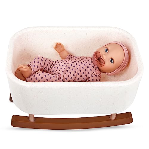 LullaBaby – Baby Puppe mit Puppenbett – 36 cm Babypuppe Weichkörper – Porzellan Hautton & graue Augen – Puppenkleidung mit Stirnband & Schnuller – Spielzeug für Kinder ab 2 Jahren – Herzchen-Strampler LullaBaby – Baby Puppe mit Puppenbett – 36 cm Babypuppe Weichkörper – Porzellan Hautton & graue Augen – Puppenkleidung mit Stirnband & Schnuller – Spielzeug für Kinder ab 2 Jahren – Herzchen-Strampler von LullaBaby